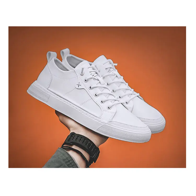 Wholesale Quality Custom Logo Cheap Women Men Zapatos Leather White Flat Casual Shoes Unisex
